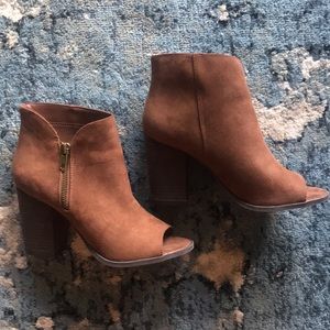 Peep Toe Suede Booties